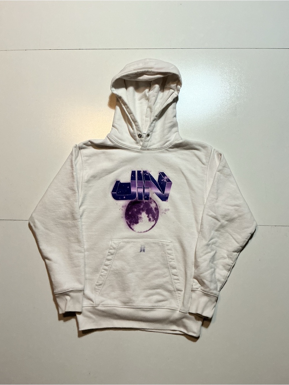 BTS Bangtan Boys Jin 02 Official Merch K-POP White Graphic Pullover Hoodie